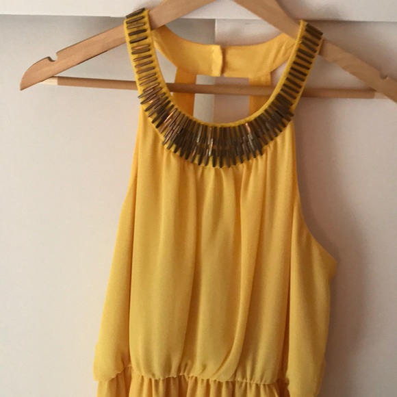 Thalia Sodi Yellow Chiffon High-Low Dress, Small - Picture 2 of 7